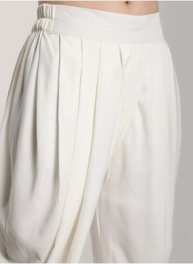 Abhishti White Polycrepe Dhoti Pants