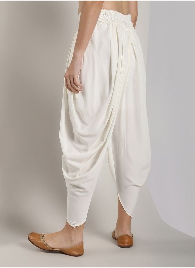 Abhishti - White Polycrepe Dhoti Pants - Image 1