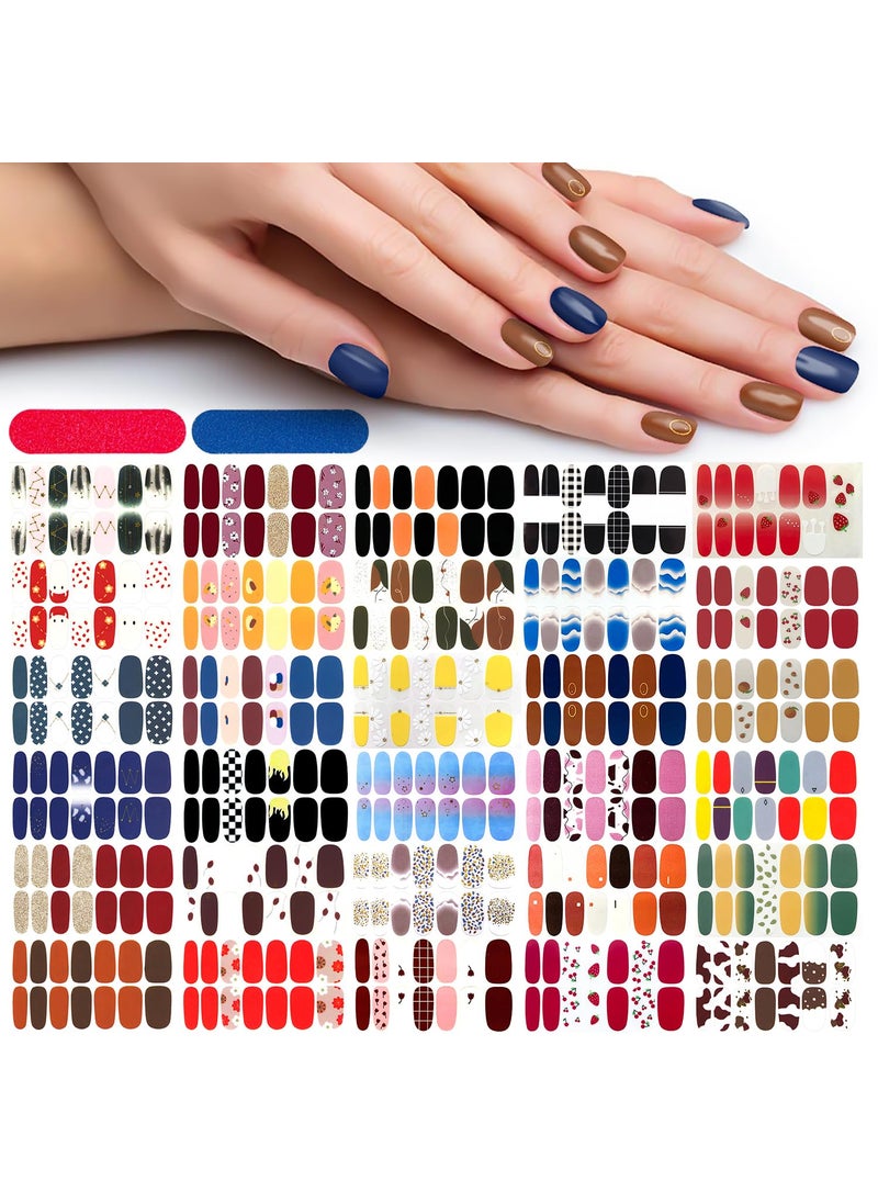 DANNEASY - DANNEASY 30 Sheets Nail Polish Strips Full Nail Wraps for Women Gel Nail Strips Self Adhesive Nail Polish Stickers Stick On Nails Fingernails Manicure Sticker Nail Art Accessories with Nail File - Image 1