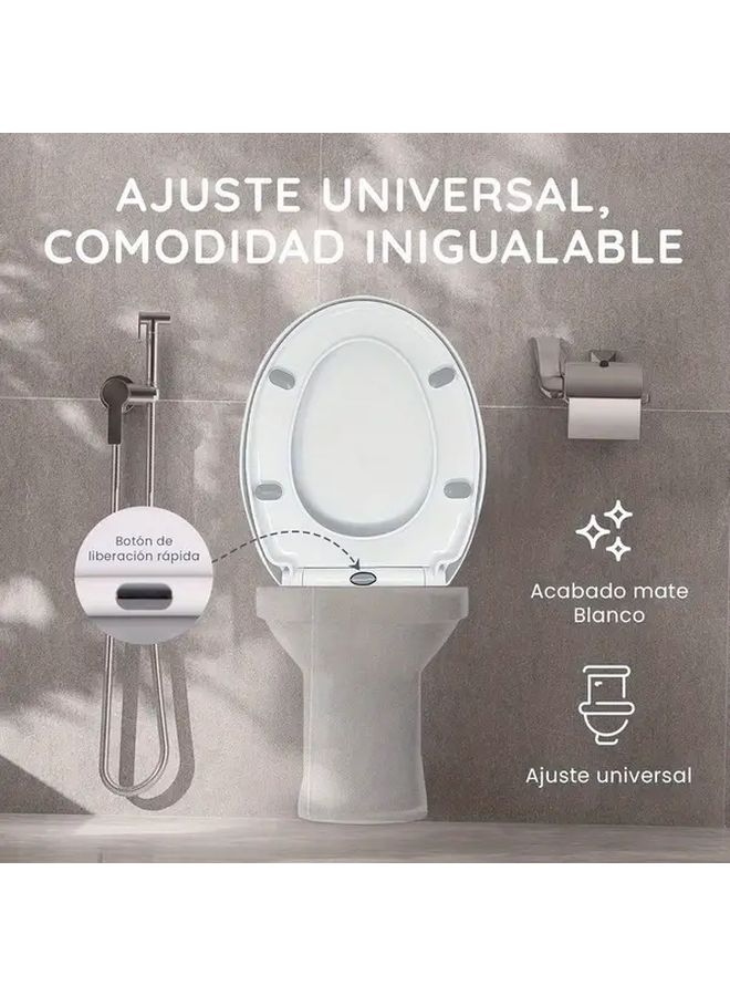 Oval Toilet Seat Cover Soft Close With Metal Pressure Resistant One Button Quick Release Hinge Adjustable White No Slip Easy Clean Universal Design Fits Standard O Shape U Shape V Shape Toilets Modern Bathroom Bath - Image 5
