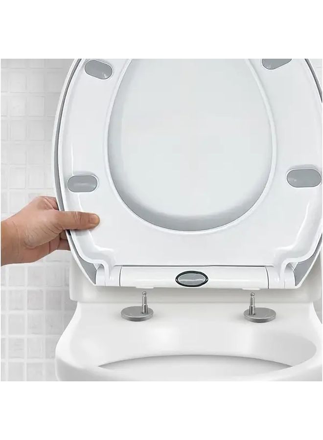 Oval Toilet Seat Cover Soft Close With Metal Pressure Resistant One Button Quick Release Hinge Adjustable White No Slip Easy Clean Universal Design Fits Standard O Shape U Shape V Shape Toilets Modern Bathroom Bath - Image 1