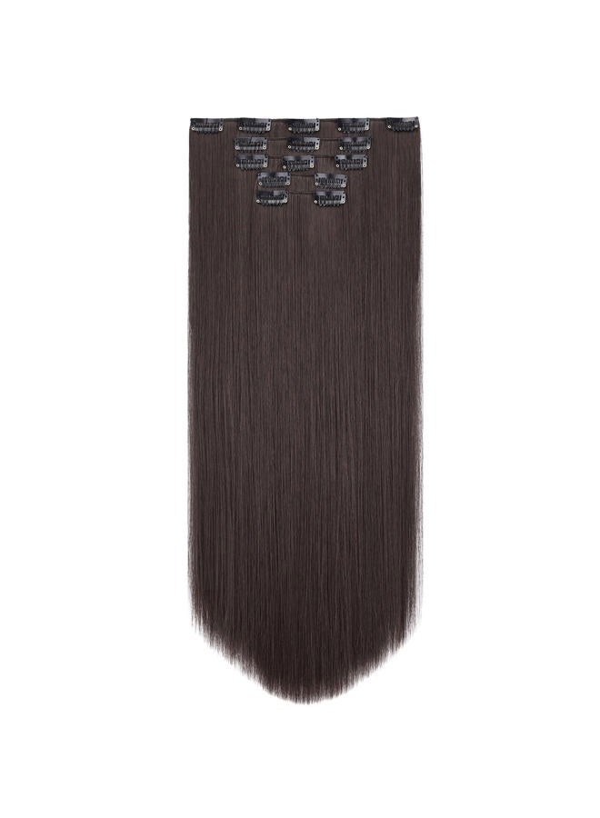 HSPJHTM Dark Brown Hair Extension Clip in Hair Extensions for Women Halloween hair extentions 22" Synthetic Hair Extension 5PCS Long Straight Natural Thick Hair Pieces for Girls Full Head - Image 1