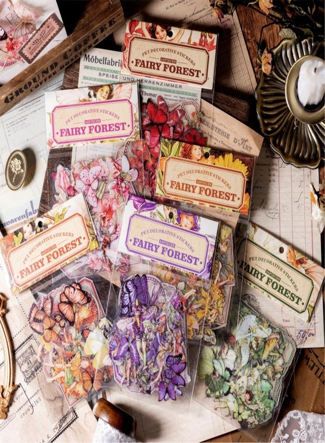 SIBLYMONA Vintage Fairy Stickers Pack, Floral Butterfly Transparent Stickers for Scrapbooking Junk Journal, 300Pcs 6Colors Craft Supplies (A+B) - Image 3