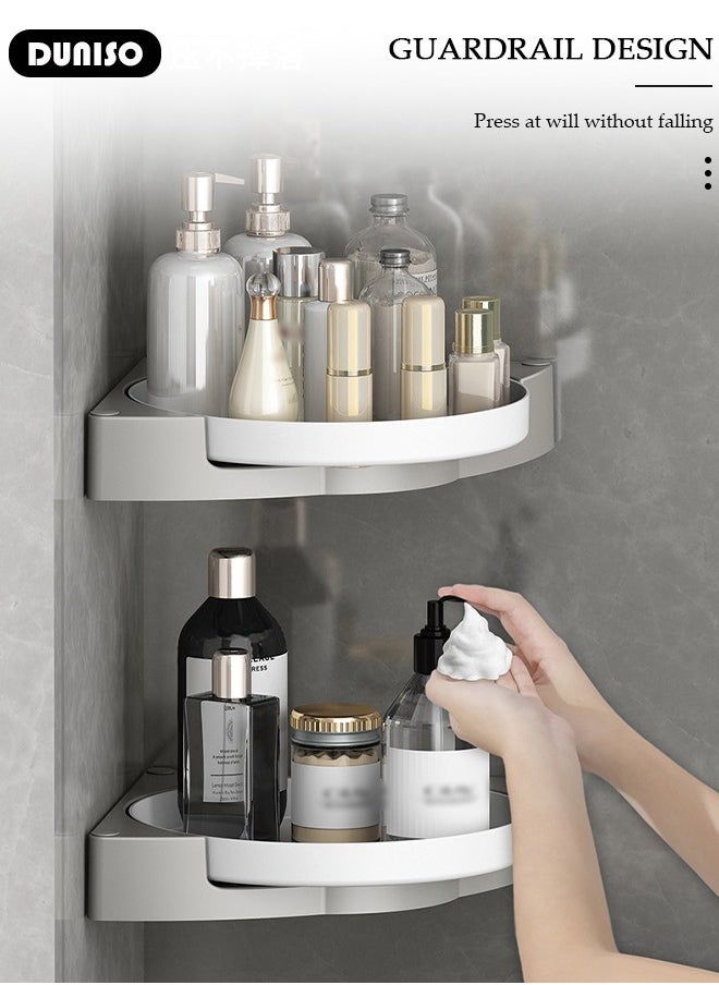 DUNISO - Corner Shower Caddy, Removable Shower Organizer, 360° Rotating Corner Shower Shelf, Rustproof Bath Storage Basket, No Drilling Wall Mounted Shelves for Bathroom, Dorm and Kitchen - Image 1