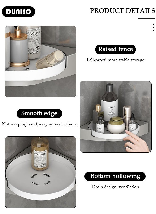 DUNISO - Corner Shower Caddy, Removable Shower Organizer, 360° Rotating Corner Shower Shelf, Rustproof Bath Storage Basket, No Drilling Wall Mounted Shelves for Bathroom, Dorm and Kitchen - Image 1