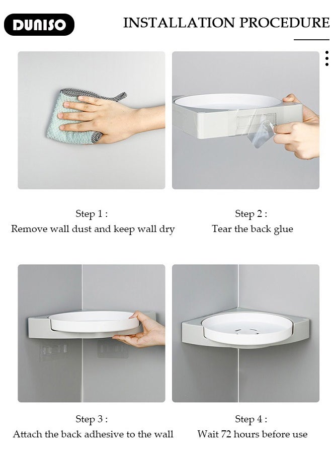 DUNISO - Corner Shower Caddy, Removable Shower Organizer, 360° Rotating Corner Shower Shelf, Rustproof Bath Storage Basket, No Drilling Wall Mounted Shelves for Bathroom, Dorm and Kitchen - Image 1