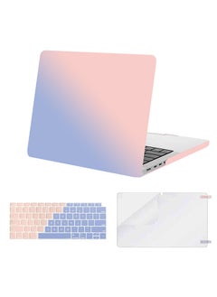 O Ozone Matte Case For MacBook Pro 14 inch A2442 2021 M1 Pro/M1 Max Chip and Touch ID Plastic Hard Shell Case and Keyboard Cover and Screen Protector - Gradient Pink and Blue  - Image 1