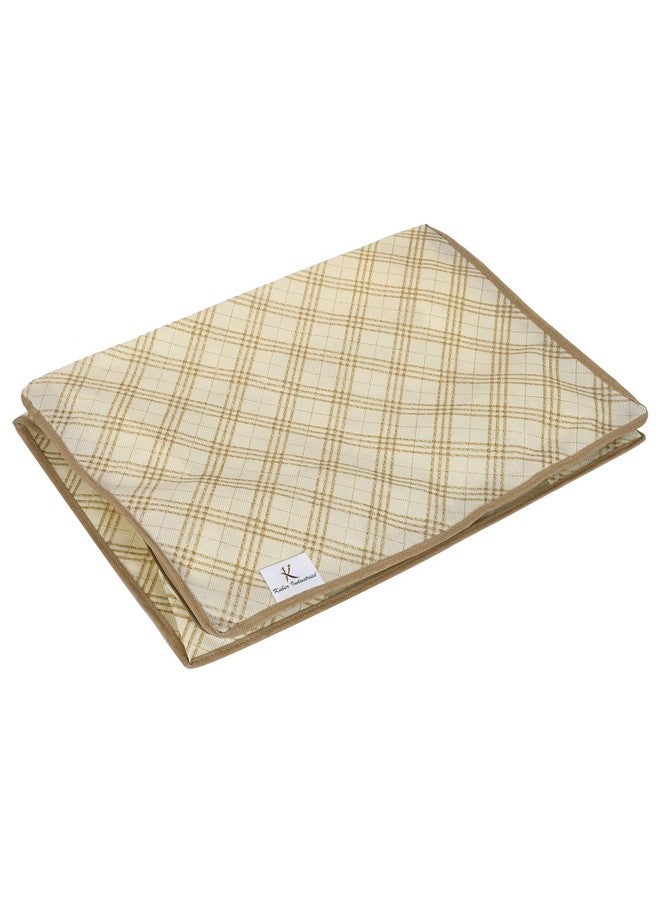 Kuber Industries Kuber Industries Metalic Checkered Print Foldable Clothes Storage Bag Wardrobe Organizer Non Woven Fabric for Comforters,Blankets,Bedding with Sturdy Zipper,Clear Window (Set of 6,Ivory)-KUBMART16590 - Image 5