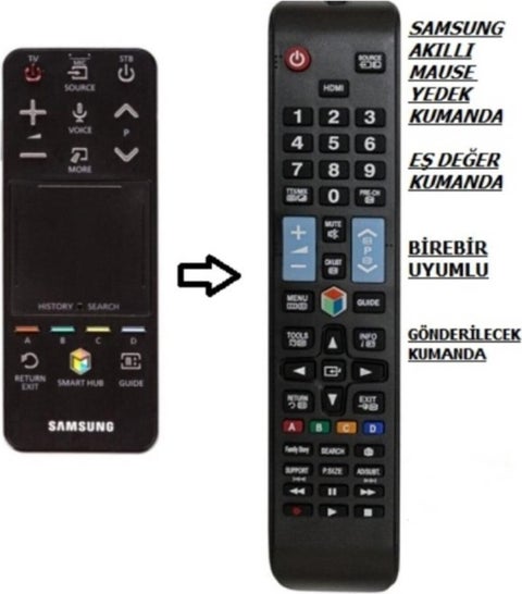 BT Bayır Technology Samsung Smart Tv Chubby Air Mouse with Button Model Flat Remote Control Button Model Remote BN59-01181B BN59-01182B - 1093