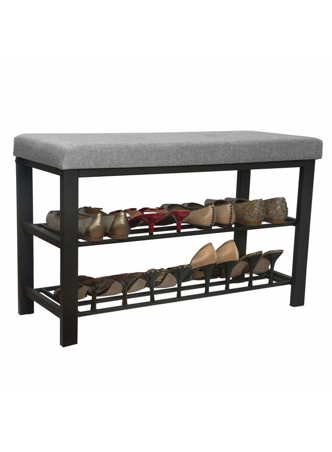 Simplify Storage Bench, Shoe Rack, Ottoman, Tufted, Padded Seating for Entryway, Bedroom, Closet & Hallway, Grey - Image 2