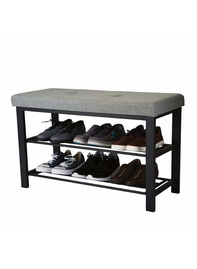 Simplify Storage Bench, Shoe Rack, Ottoman, Tufted, Padded Seating for Entryway, Bedroom, Closet & Hallway, Grey - Image 3