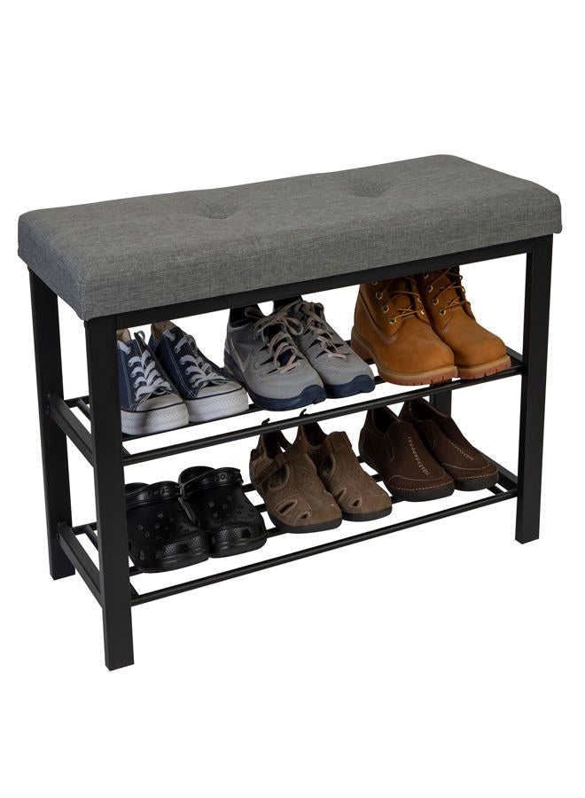 Simplify Storage Bench, Shoe Rack, Ottoman, Tufted, Padded Seating for Entryway, Bedroom, Closet & Hallway, Grey - Image 4
