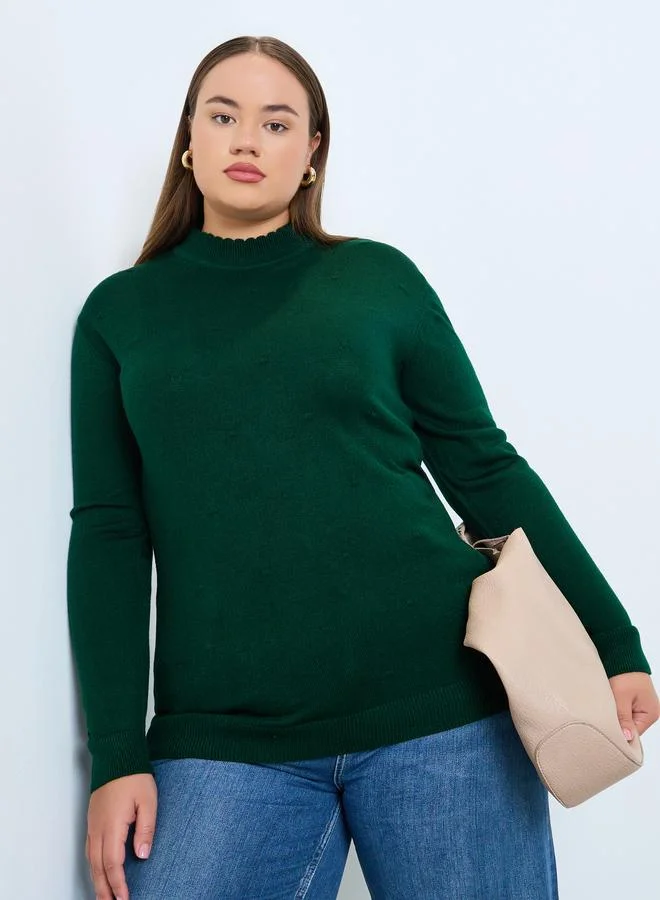 Styli Plus Size Slim Fit High Neck Sweater