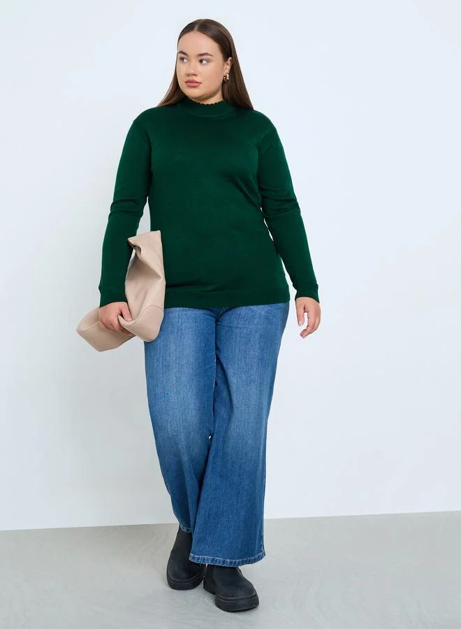Styli Plus Size Slim Fit High Neck Sweater