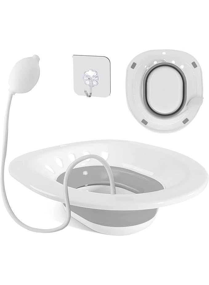 حوض استحمام مقعدي للاستخدام فوق المرحاض للعناية بعد الولادة وعلاج البواسير، يهدئ ويخفف الالتهابات، وينظف منطقة المهبل أو الشرج، يُفضل استخدامه مع محلول الاستحمام المقعدي (رمادي). - Image 1