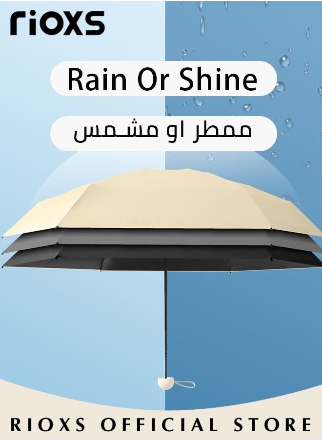 RIOXS Portable Travel Umbrella with Storage Box, Mini Umbrella, UPF 50+ UV Sun Protection Umbrella, Lightweight 6 Ribbed Compact Pocket Umbrella, Windproof Travel Umbrellas for Men Women Kids, Folding Small Umbrella for Rain, Travel Essentials Umbrella  - Image 2