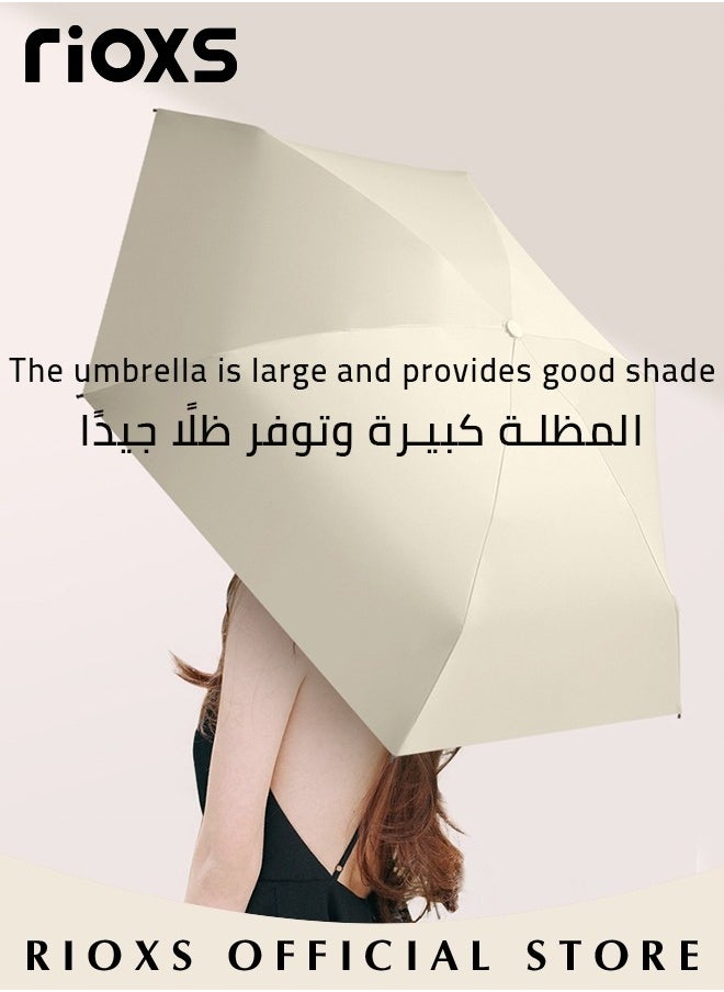 RIOXS Portable Travel Umbrella with Storage Box, Mini Umbrella, UPF 50+ UV Sun Protection Umbrella, Lightweight 6 Ribbed Compact Pocket Umbrella, Windproof Travel Umbrellas for Men Women Kids, Folding Small Umbrella for Rain, Travel Essentials Umbrella  - Image 5