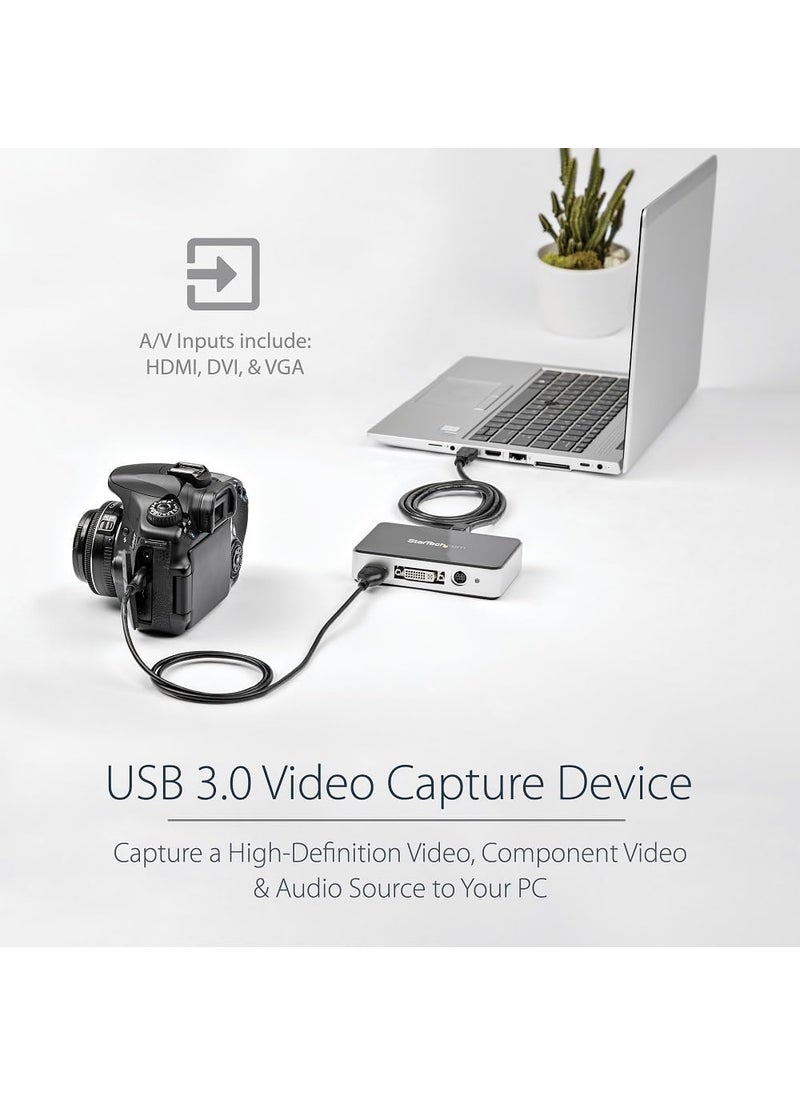 Startech.com StarTech.com HDMI Video Capture Device - 1080p - 60fps Capture Card - USB Video Recorder - with HDMI DVI VGA, TAA (USB3HDCAP)  - Image 2