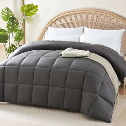 100 Viscose Made from Bamboo Comforter for Hot Sleepers Breathable Cooling Silky Soft Duvet Insert Queen Sizewith 8 Corner Tabs All Season Comforter 88x88 Inches Grey