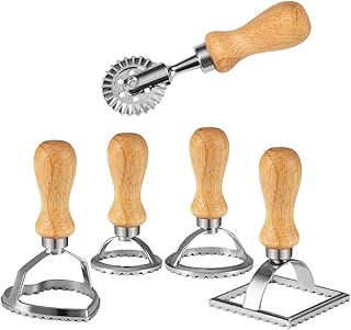 Chrider Chrider Ravioli Stamp Set (Set of 5), Ravioli Maker Cutter with Wooden HandleÃ¢â‚¬â€œfor Ravioli, Pasta, Dumplings  - Image 1
