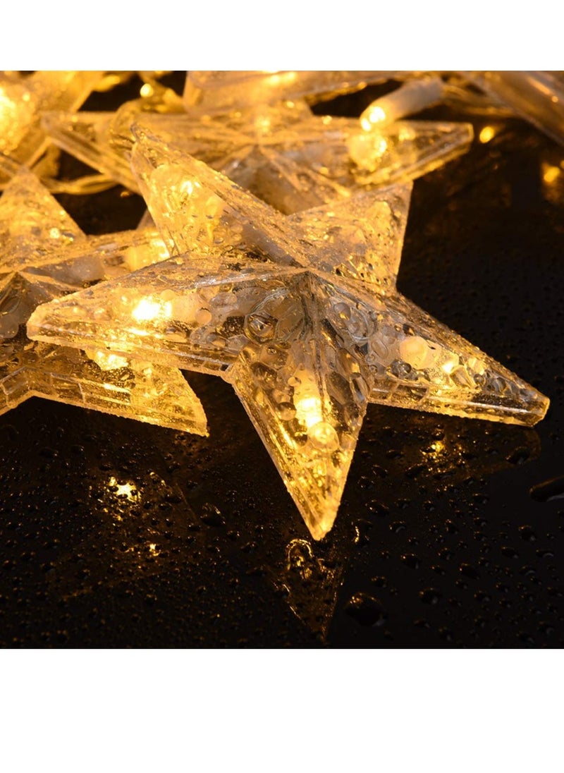 PAMEER - Plug-In LED String Lights 3-Mtr 12 Stars 120 LED String Lights Home Decorative Curtain String Light for Christmas EID Ramadan Diwali Wedding Decoration LED Lights Box Button Control 8 Modes LEDs. - Image 1