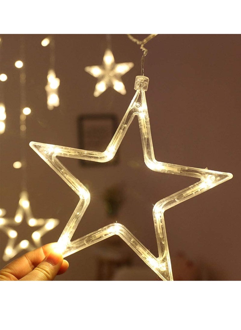 PAMEER - Plug-In LED String Lights 3-Mtr 12 Stars 120 LED String Lights Home Decorative Curtain String Light for Christmas EID Ramadan Diwali Wedding Decoration LED Lights Box Button Control 8 Modes LEDs. - Image 1