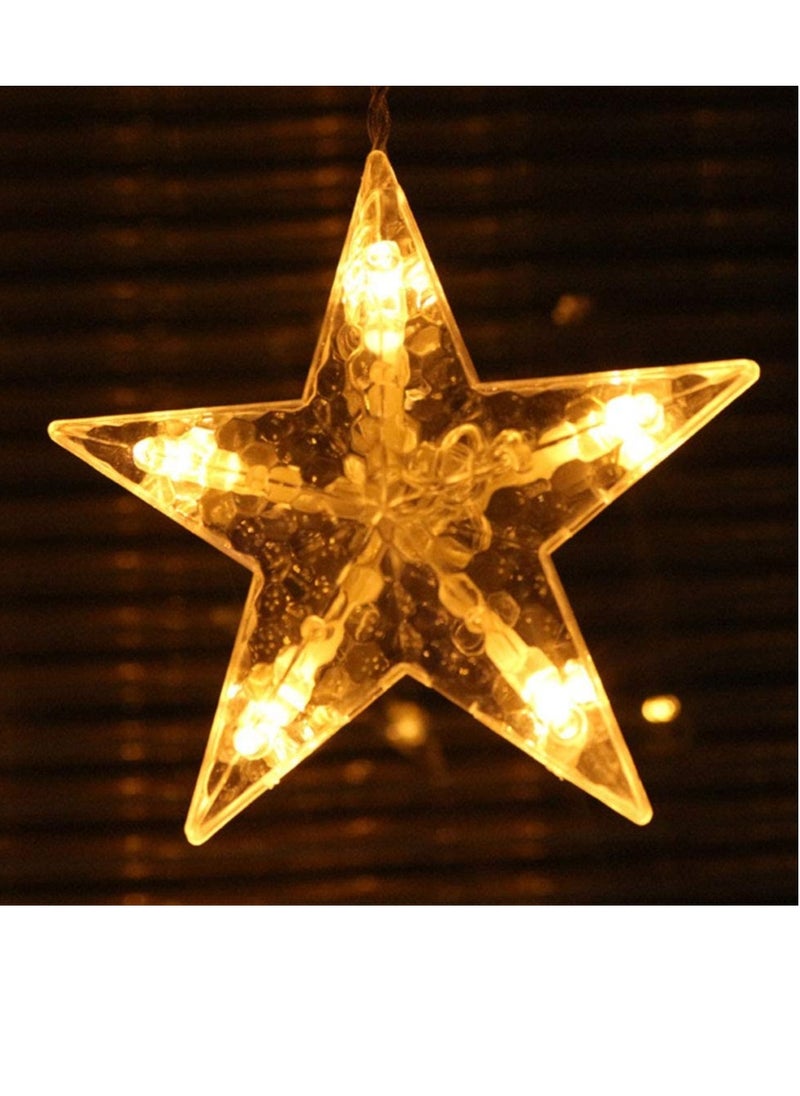 PAMEER - Plug-In LED String Lights 3-Mtr 12 Stars 120 LED String Lights Home Decorative Curtain String Light for Christmas EID Ramadan Diwali Wedding Decoration LED Lights Box Button Control 8 Modes LEDs. - Image 1