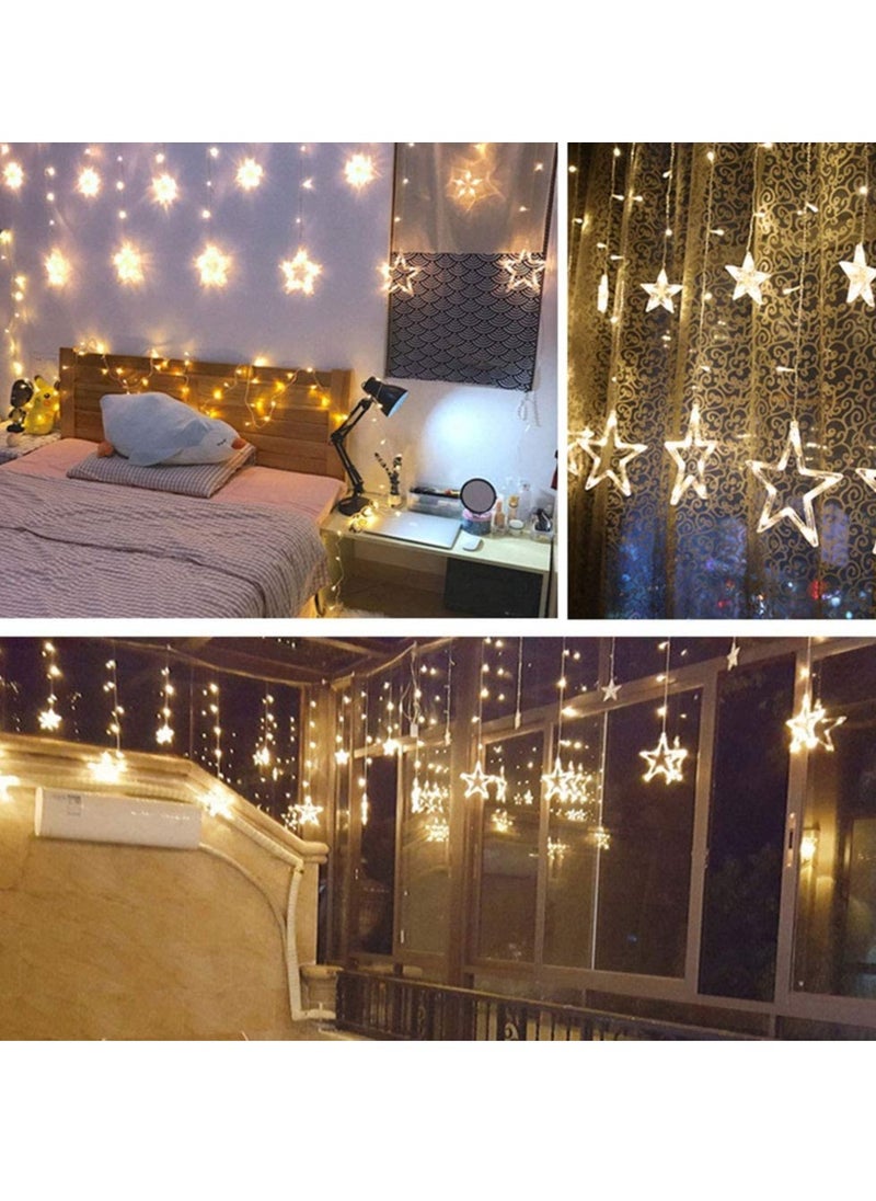 PAMEER - Plug-In LED String Lights 3-Mtr 12 Stars 120 LED String Lights Home Decorative Curtain String Light for Christmas EID Ramadan Diwali Wedding Decoration LED Lights Box Button Control 8 Modes LEDs. - Image 1