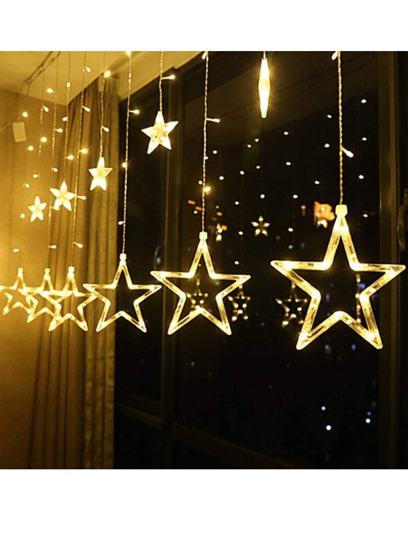 PAMEER - Plug-In LED String Lights 3-Mtr 12 Stars 120 LED String Lights Home Decorative Curtain String Light for Christmas EID Ramadan Diwali Wedding Decoration LED Lights Box Button Control 8 Modes LEDs. - Image 1