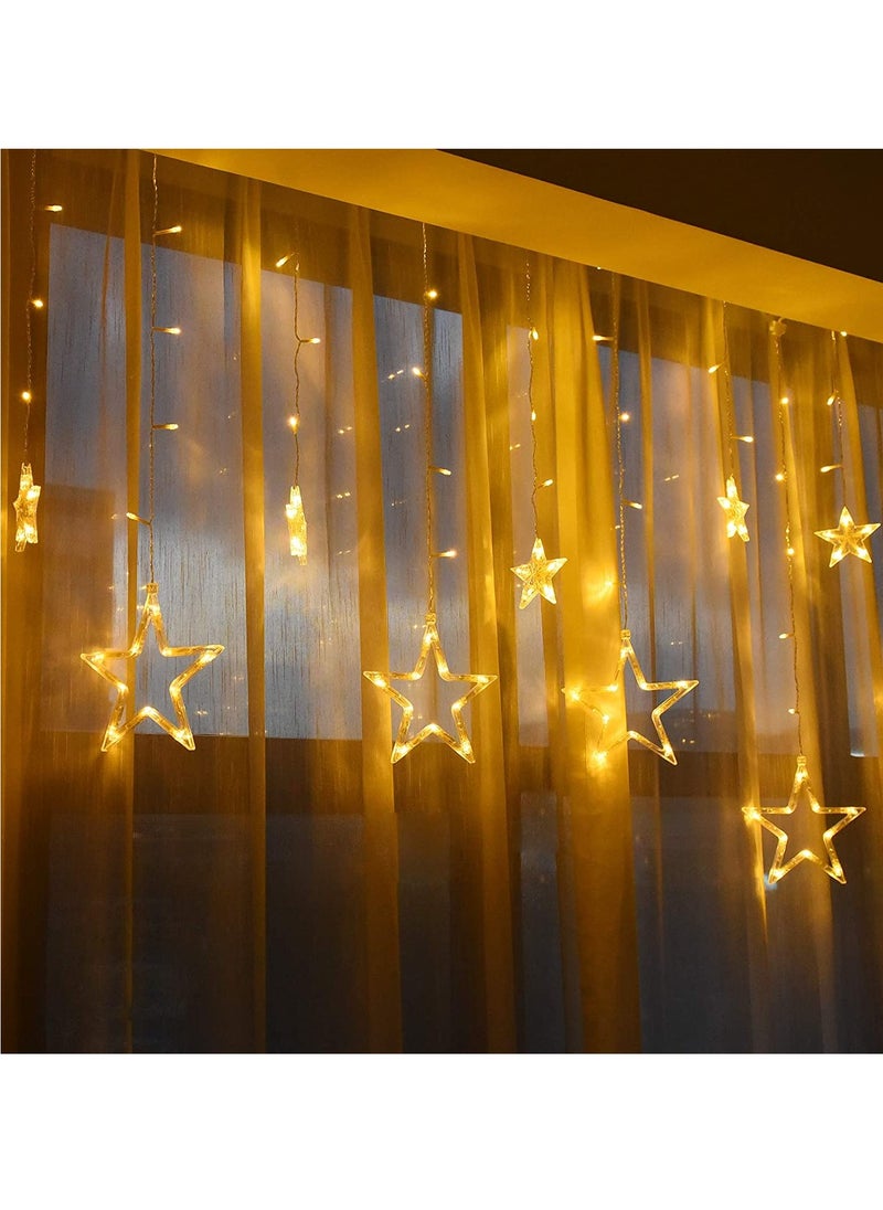 PAMEER - Plug-In LED String Lights 3-Mtr 12 Stars 120 LED String Lights Home Decorative Curtain String Light for Christmas EID Ramadan Diwali Wedding Decoration LED Lights Box Button Control 8 Modes LEDs. - Image 1