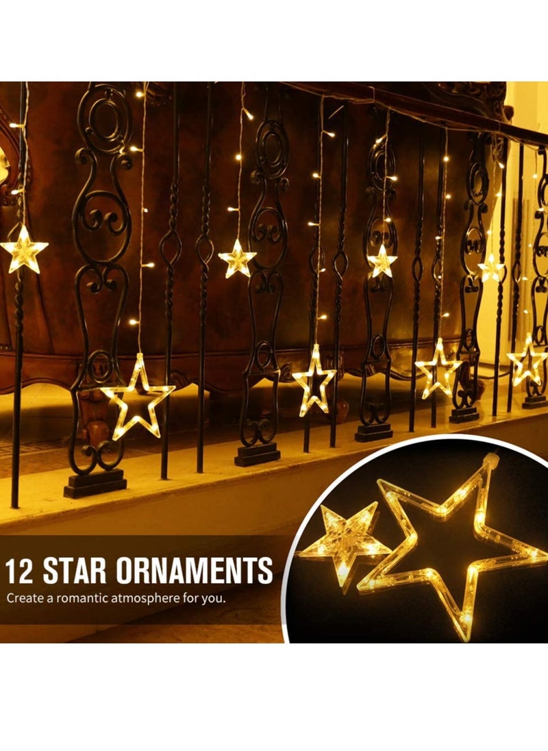 PAMEER - Plug-In LED String Lights 3-Mtr 12 Stars 120 LED String Lights Home Decorative Curtain String Light for Christmas EID Ramadan Diwali Wedding Decoration LED Lights Box Button Control 8 Modes LEDs. - Image 1