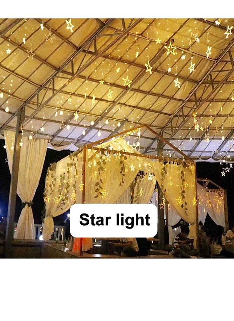 PAMEER - Plug-In LED String Lights 3-Mtr 12 Stars 120 LED String Lights Home Decorative Curtain String Light for Christmas EID Ramadan Diwali Wedding Decoration LED Lights Box Button Control 8 Modes LEDs. - Image 1