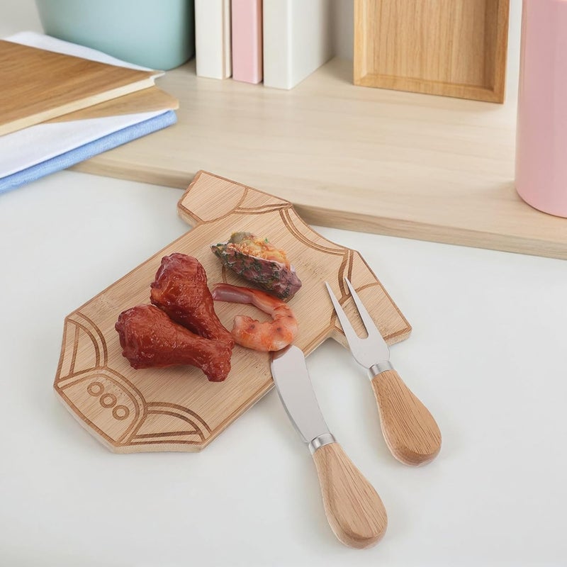 1 Set Clothing Shaped Charcuterie Board for Baby Shower - Wood Cheese Platter with Cutter and Fork - Food Appetizer Tray for Girl Or Boy Party - Image 4