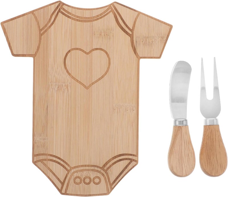 1 Set Clothing Shaped Charcuterie Board for Baby Shower - Wood Cheese Platter with Cutter and Fork - Food Appetizer Tray for Girl Or Boy Party - Image 1