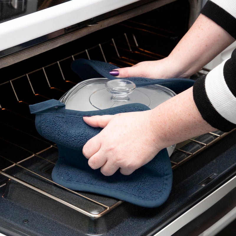 RITZ Terry Potholder & Hot Pad: Unparalleled Heat Resistant, Durable 100% Cotton â€“ Ergonomically Designed for Optimal Grip â€“ Easy-Care Machine Washable â€“ 2-Pack, Midnight - Image 4