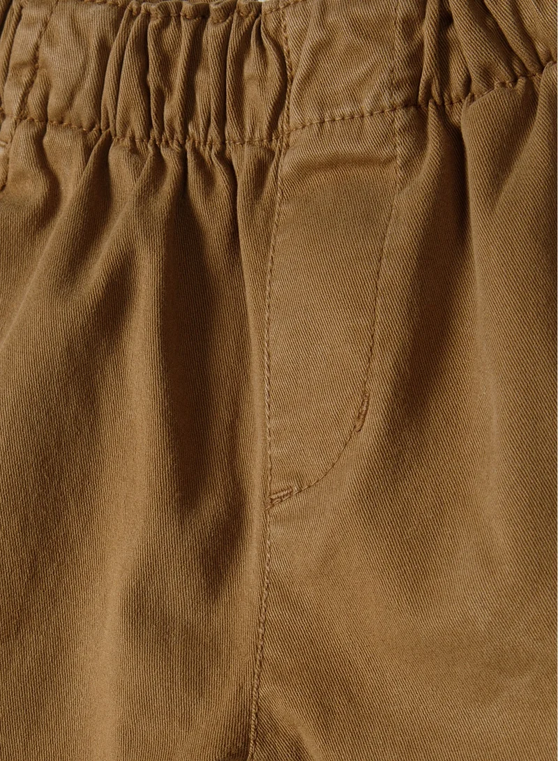 MINOTI Kids' Twill Cargo Trousers with Elastic Waist and Cuffed Ankles