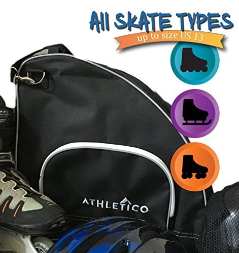 Athletico Ice & Inline Skate Bag - Premium Bag to Carry Ice Skates, Roller Skates, Inline Skates for Both Kids and Adults (Purple with Black Trim), Purple With Black Trim, L, Detachable,Durable - Image 3