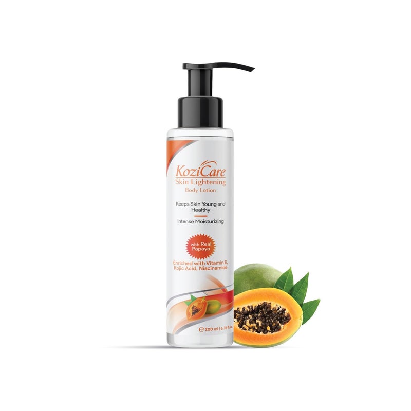 Kozicare Cream Papaya Body Lotion 200ml  Shea Butter  Niacinamide  Kojic Acid Body Lotion for Women  Men  Skin Lightening  Hydrating  Non Greasy  Fast Absorption  Moisturizer for Body  Pack of 10 - Image 2