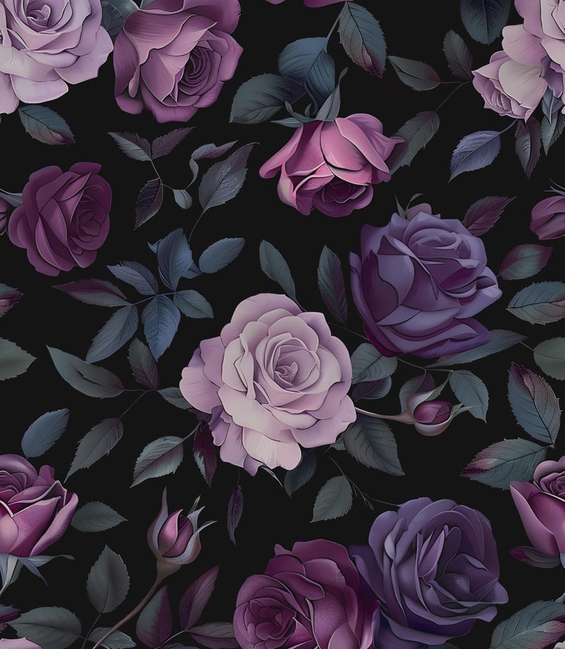 Laatse Vintage Floral Wallpaper Peel and Stick, Dark Purple Pink Rose Contact Paper 17.5" x 118", Boho Flowers Wall Paper Self Adhesive Waterproof Removable for Bathroom Shelves Cabinet Drawer Table Decor - Image 1