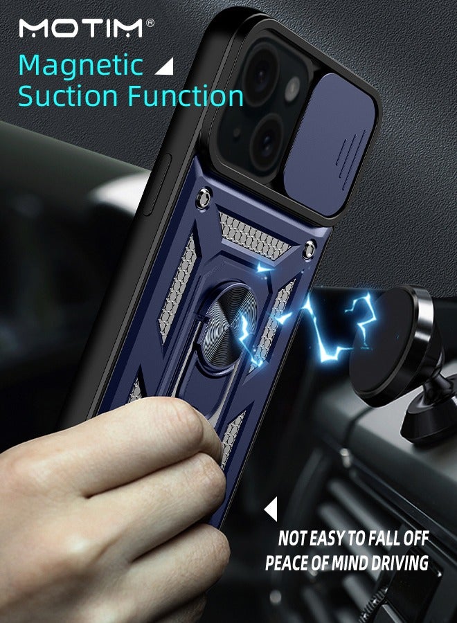 Motim iPhone 15 Plus Case, Armor Cover with Slide Camera Cover, Phone Case Cover for iPhone 15 Plus with Magnetic Car Mount Holder, Top Grade Heavy Duty Protective Kickstand  - Image 5