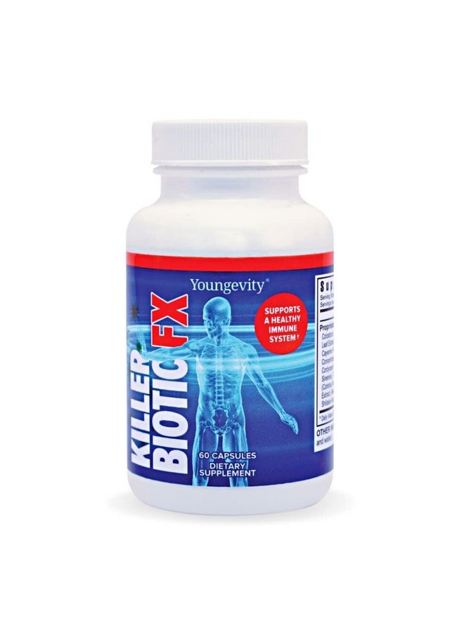 youngevity - Killer Biotic Fx Immune System Support ; Sourced From Bee Propolis Mushrooms & Colostrum ; Natural Immunity Support ; 60 Capsules - Image 1