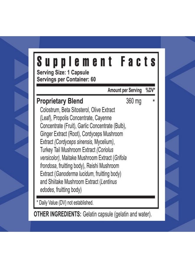 youngevity - Killer Biotic Fx Immune System Support ; Sourced From Bee Propolis Mushrooms & Colostrum ; Natural Immunity Support ; 60 Capsules - Image 1