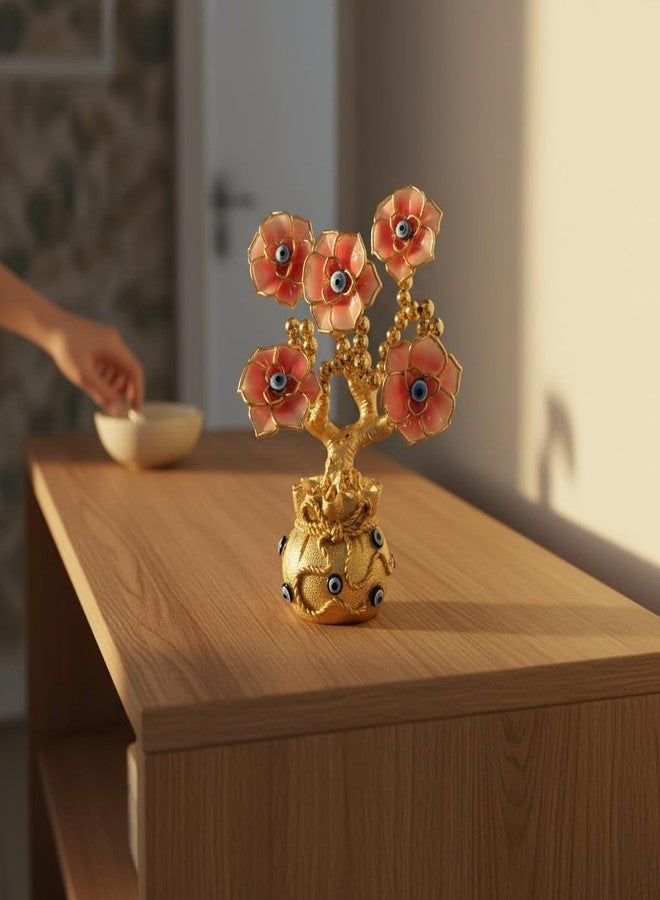 The Flair Store™ Evil Eye Flowers Tree with Money Bag, Fengshui for Positive Energy, Najar Suraksha or Najar Battu for Vastu Love Prosperity Peace Health Wealth Good Luck for Home Office (Pink Daisy) - Image 3