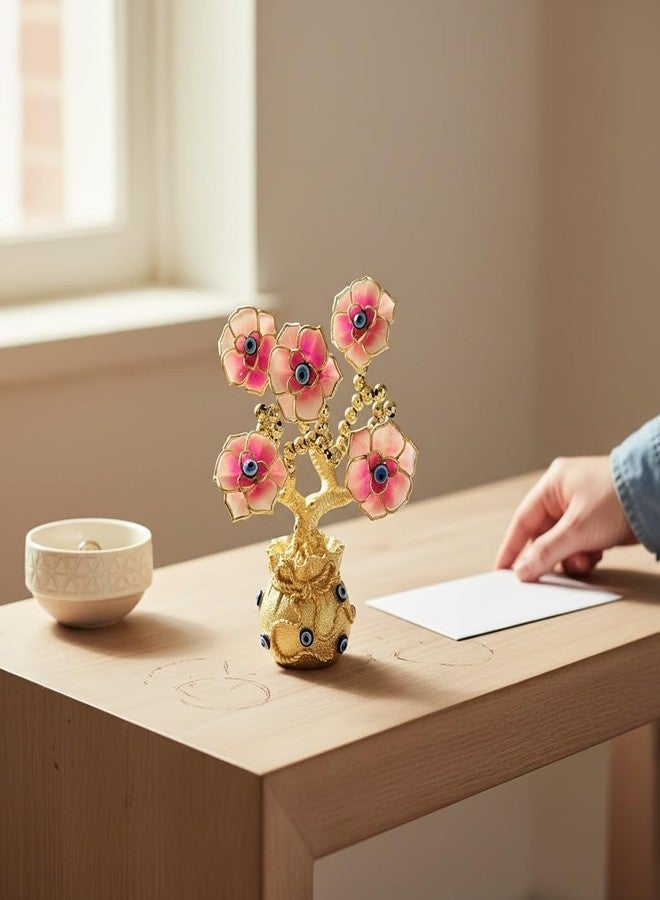 The Flair Store™ Evil Eye Flowers Tree with Money Bag, Fengshui for Positive Energy, Najar Suraksha or Najar Battu for Vastu Love Prosperity Peace Health Wealth Good Luck for Home Office (Pink Daisy) - Image 4