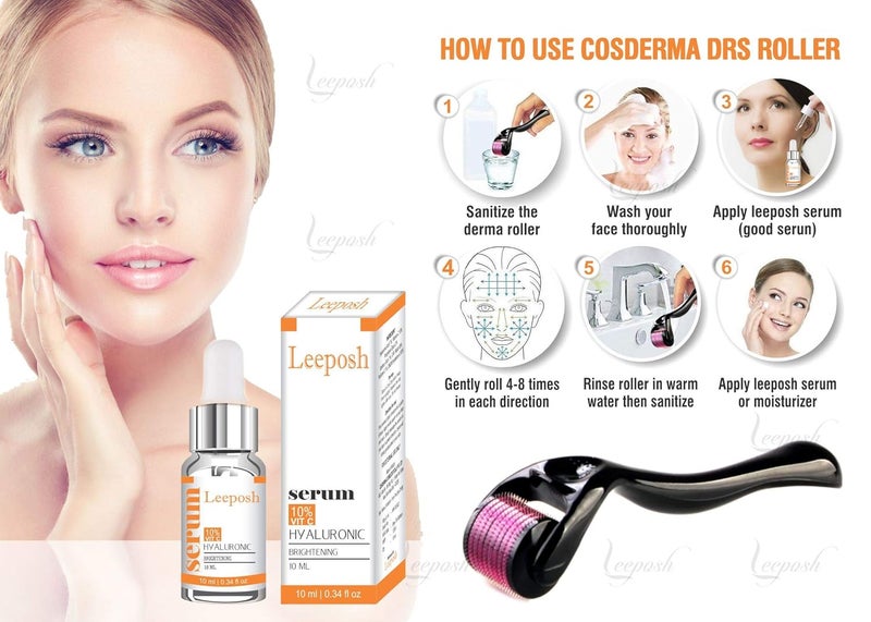 leeposh Leeposh Derma Roller 25 mm Hyaluronic Acid Vitamin C Serum FDA Approved Sterile Safe Effective serum for Scar Blemishes wrinkle Reduction 25 MM  - Image 5