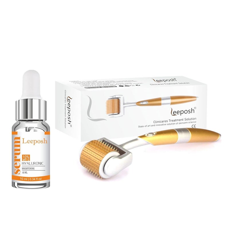 leeposh Leeposh Derma Roller 25 mm Hyaluronic Acid Vitamin C Serum FDA Approved Sterile Safe Effective serum for Scar Blemishes wrinkle Reduction 25 MM  - Image 1