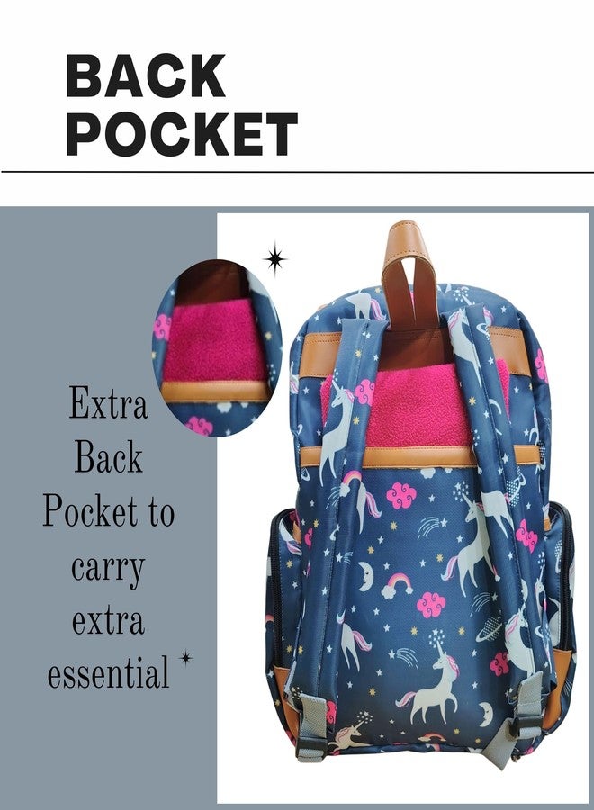 AgroCulture Diaper Backpack cum Laptop bag for kids and Working parents + Baby Carrier (Navy Blue, Unicorn) Baby Diaper Organiser Bag Travelling Bag (Navy Blue) - Image 5