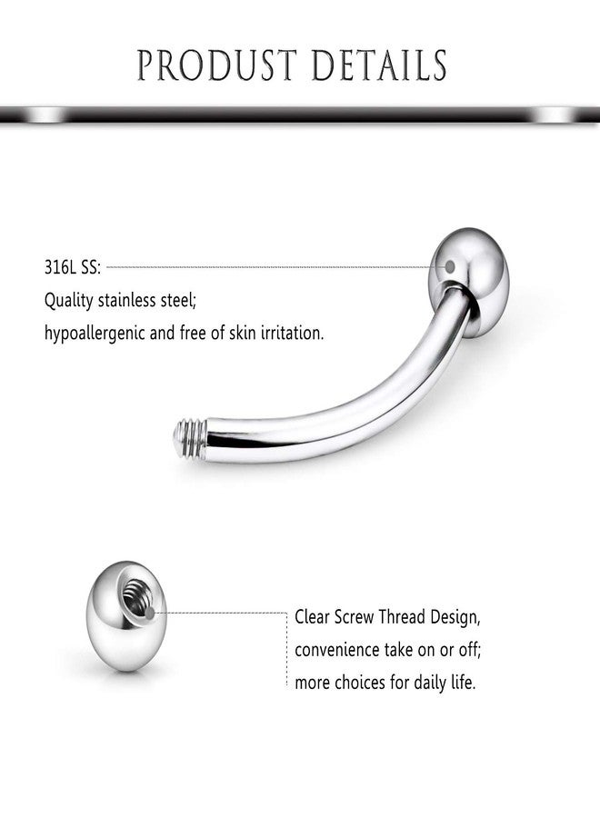 Hoeudjo 48PCS 16G Surgical Steel Snake Eyes Tongue Ring Curved Barbell rings Rings Eyebrow Rings Rook Piercing Jewelry Daith Earrings for Women Men, Metal, stainless-steel - Image 2