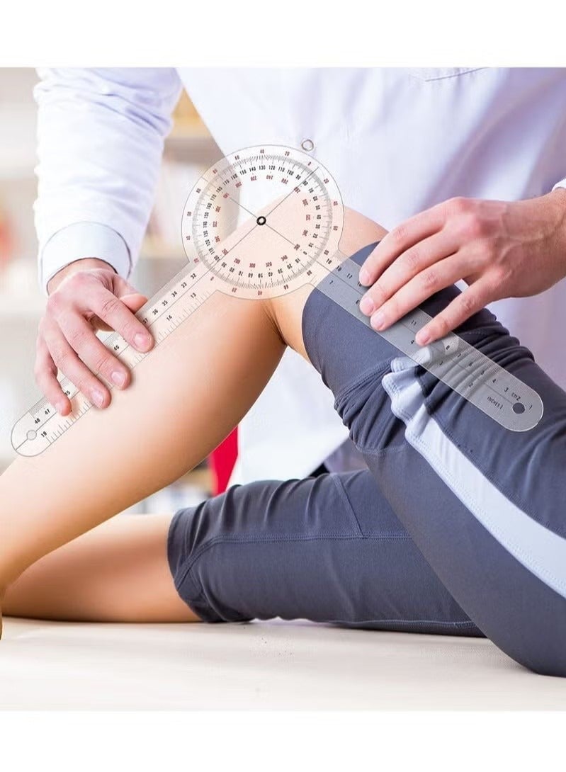 مقياس الزوايا الشفاف مسطرة القياس الخطي حاكم زاوية العظام البلاستيك Goniometer 360 درجة للجسم شريط قياس Goniometer منقلة الحاكم 3 حزمة - Image 5