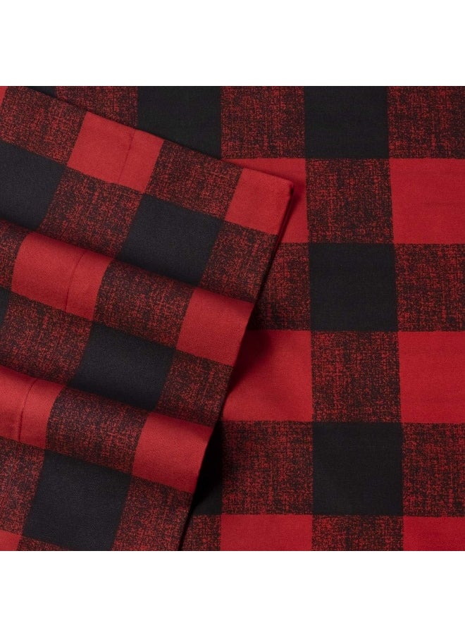 Sweet Home Collection 1800 Thread Count Sheet Set – Soft Egyptian Quality Brushed Microfiber Sheets – Luxury Bedding Set with Flat Sheet, Fitted Sheet, Pillow Cases, Twin, Buffalo Check Burgundy, Sheet Set  - Image 3